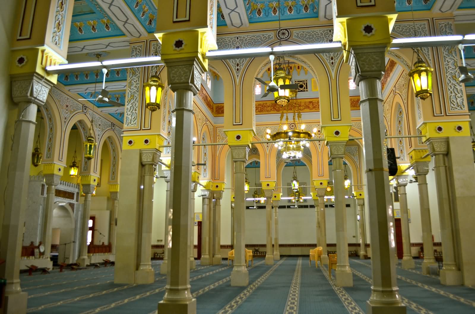 Pillars Inside The Jumeirah Mosque In Dubai