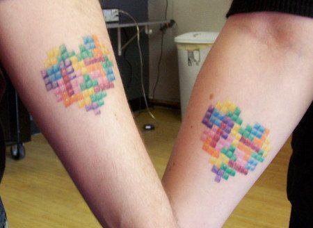 Pixel Hearts Video Game Tattoos On Forearm