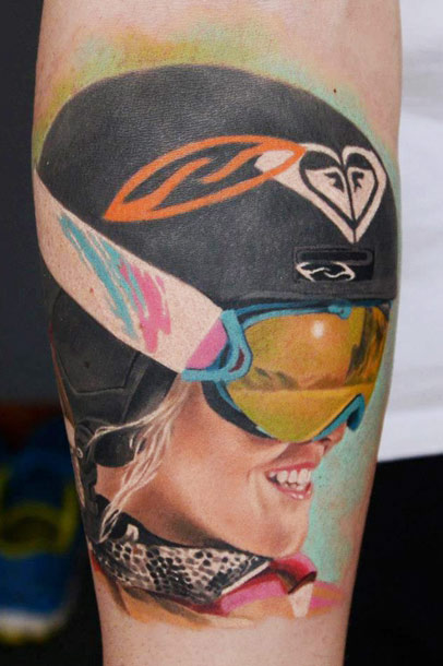 Realistic Colored Sports Tattoo On Arm