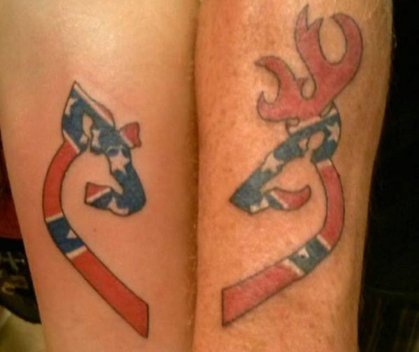Red And Blue Ink Country Tattoos