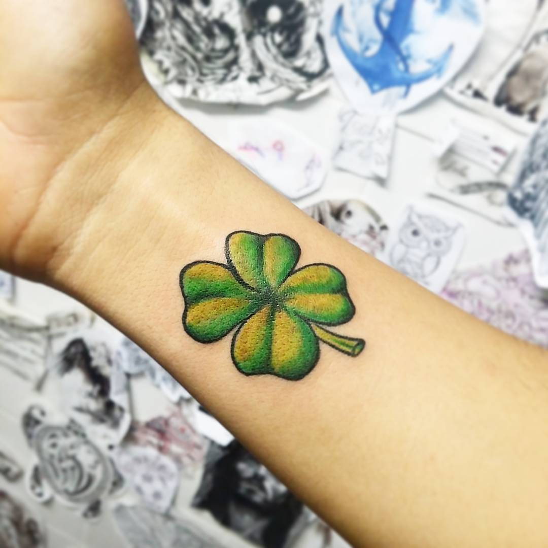 Right Forearm Irish Four Leaf Tattoo
