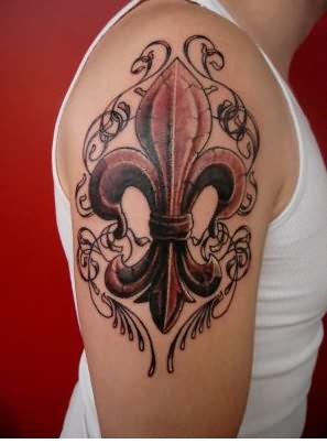 Right Shoulder Fleur De Lis Tattoo