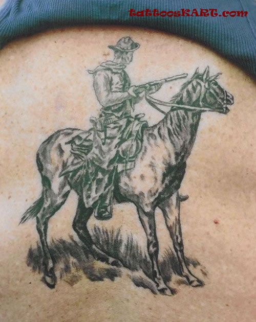 Rib Side Country Bow Riding Horse Tattoo