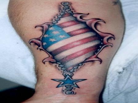 Ripped Skin International Flag Tattoo On Arm