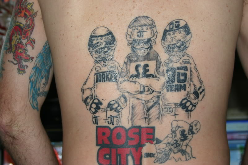 Rose City Sports Tattoo On Back