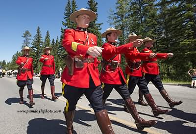 Royal Canadian Mounted Police March In The Canada Day Parade