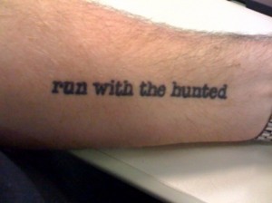 Run With The Hunted Literary Tattoo Design For Forearm