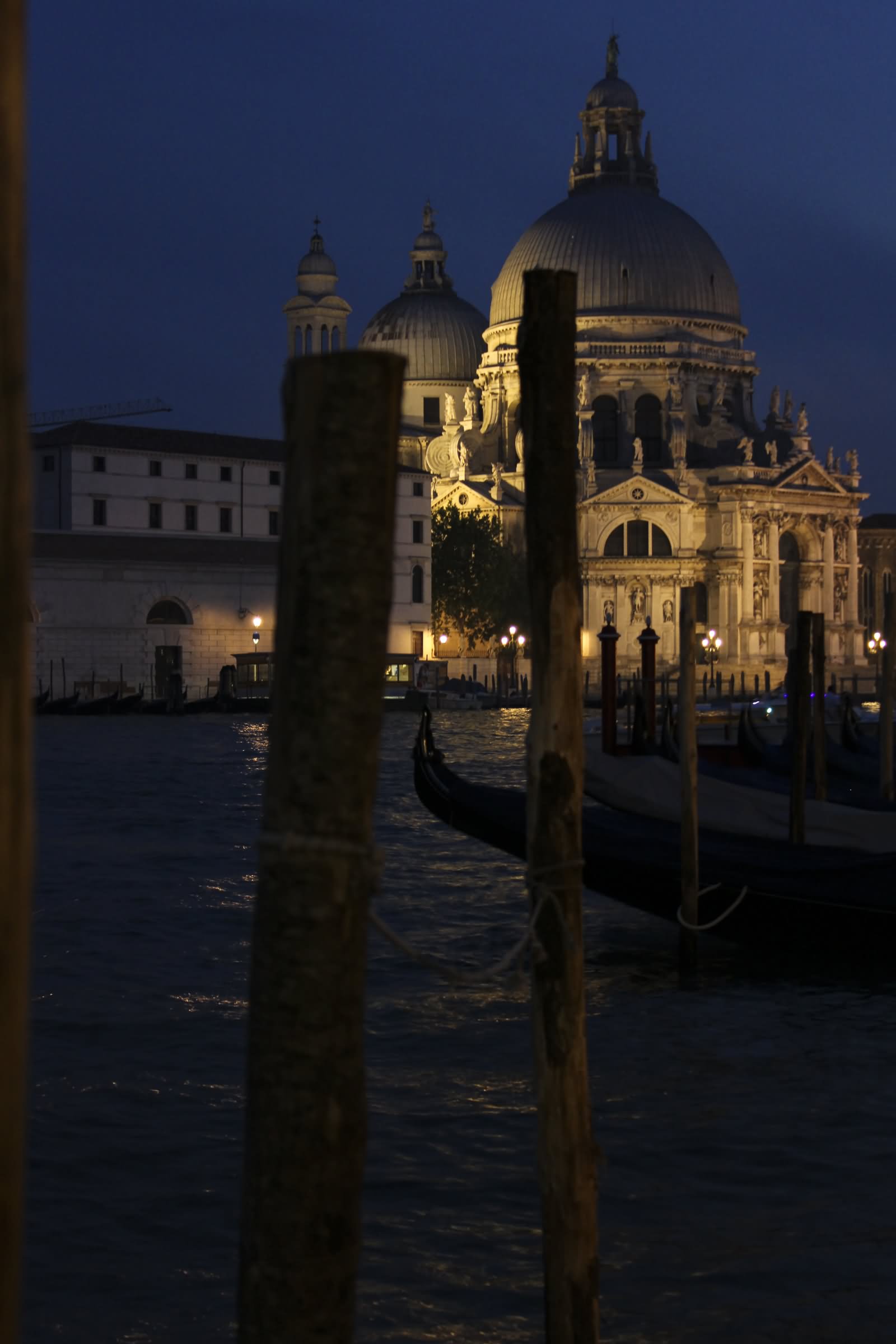 Santa Maria della Salute Lit Up At Night View From Across The Grand Canal