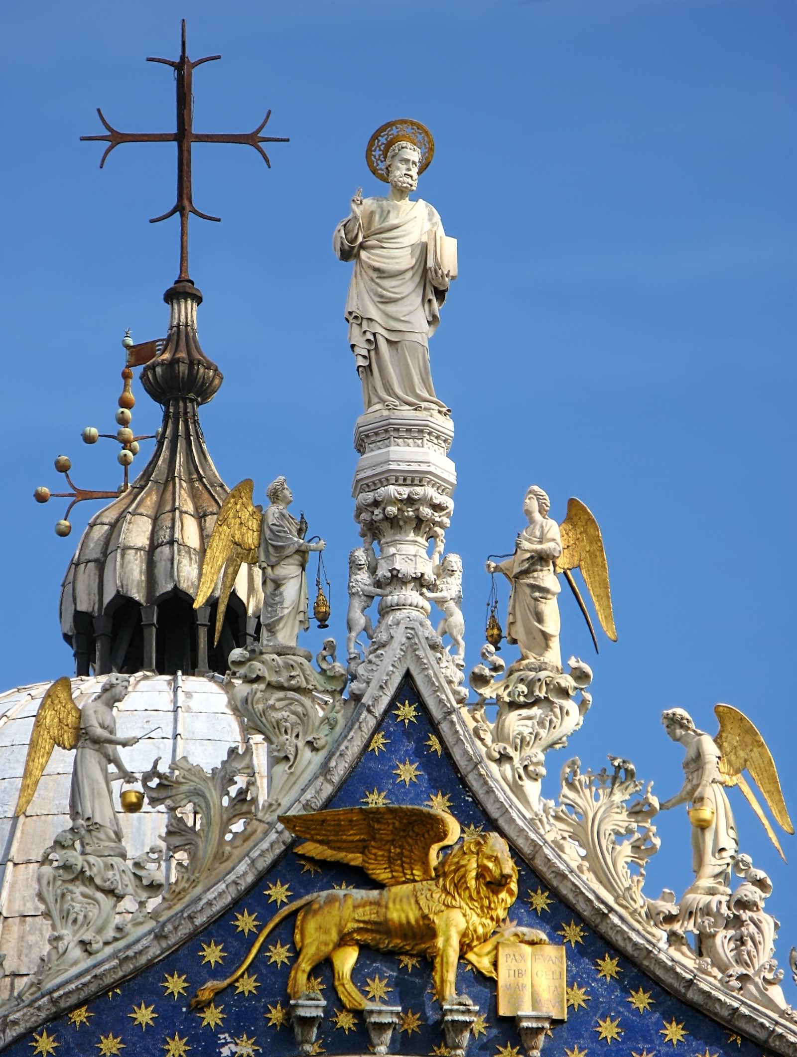Sculptures On The Top Of St Mark's Basilica Cathedral