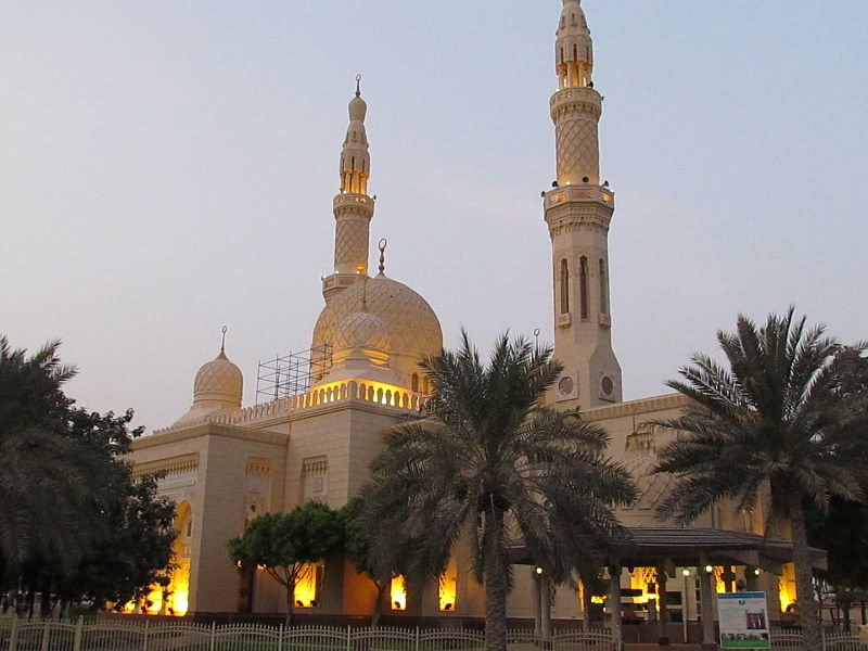 Side View Of The Jumeirah Mosque At Night