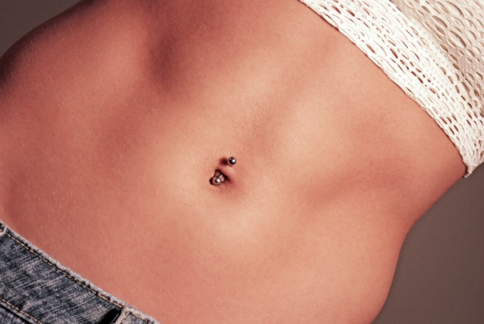 Silver Barbell Belly Piercing Picture For Girls