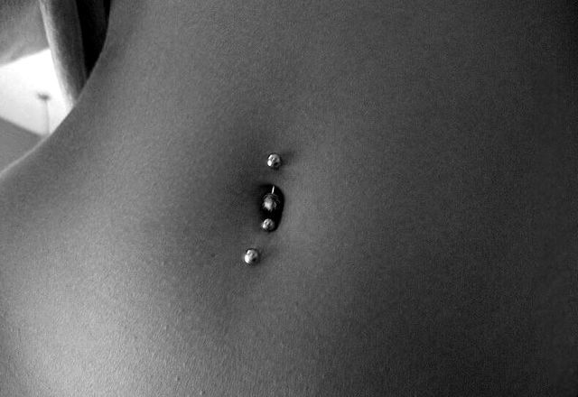 Silver Barbells Belly Piercing Pictures For Girls
