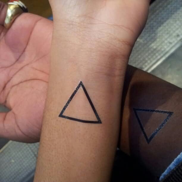 Simple Black Outline Triangle Tattoo On Wrist