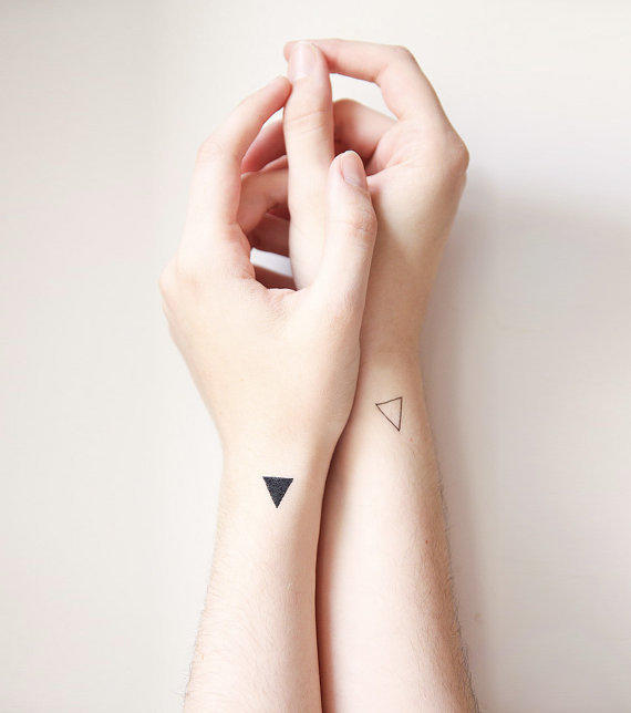 Simple Black Pyramid Tattoo On Both Wrist