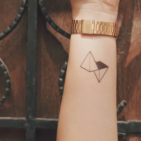 Simple Two Pyramid Tattoo On Wrist