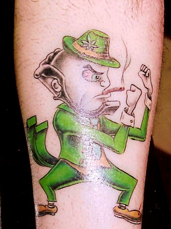 Smoking Leprechaun Irish Tattoo