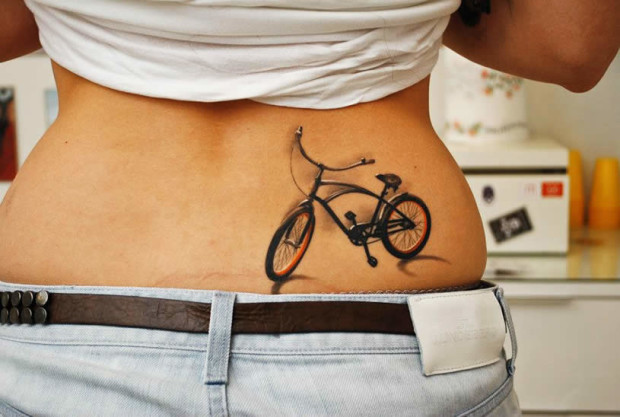 Sports Bicycle Tattoo On Lower Back