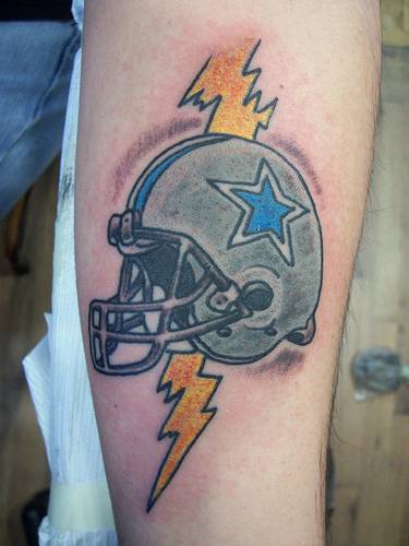 Sports Man Helmet Tattoo On Left Arm