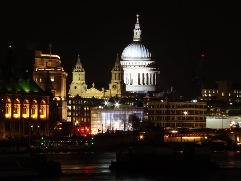 St Paul's Cathedral Lit Up At Night