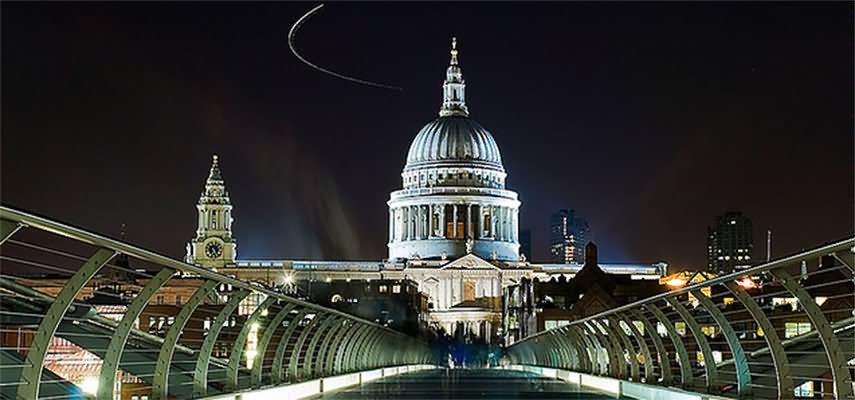 St Paul's Cathedral Night View From Millennium Bridge