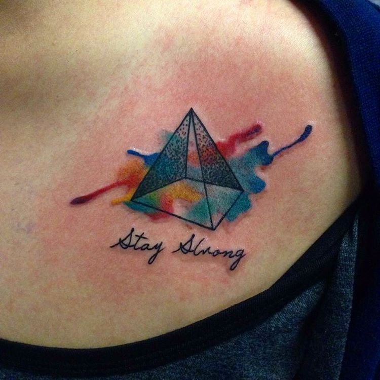 Stay Strong - Watercolor Pyramid Tattoo Design