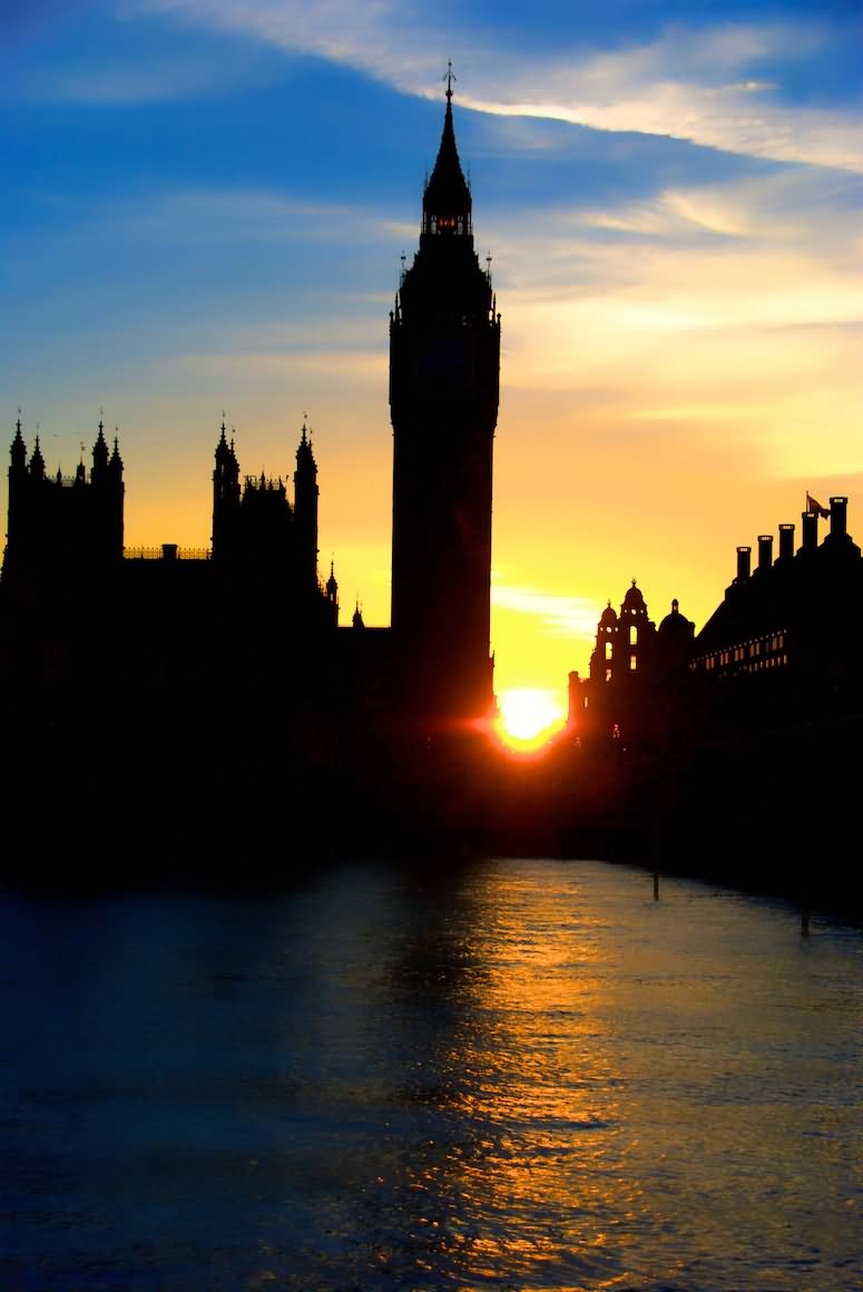 Sun Sets Just Behind The Big Ben In London