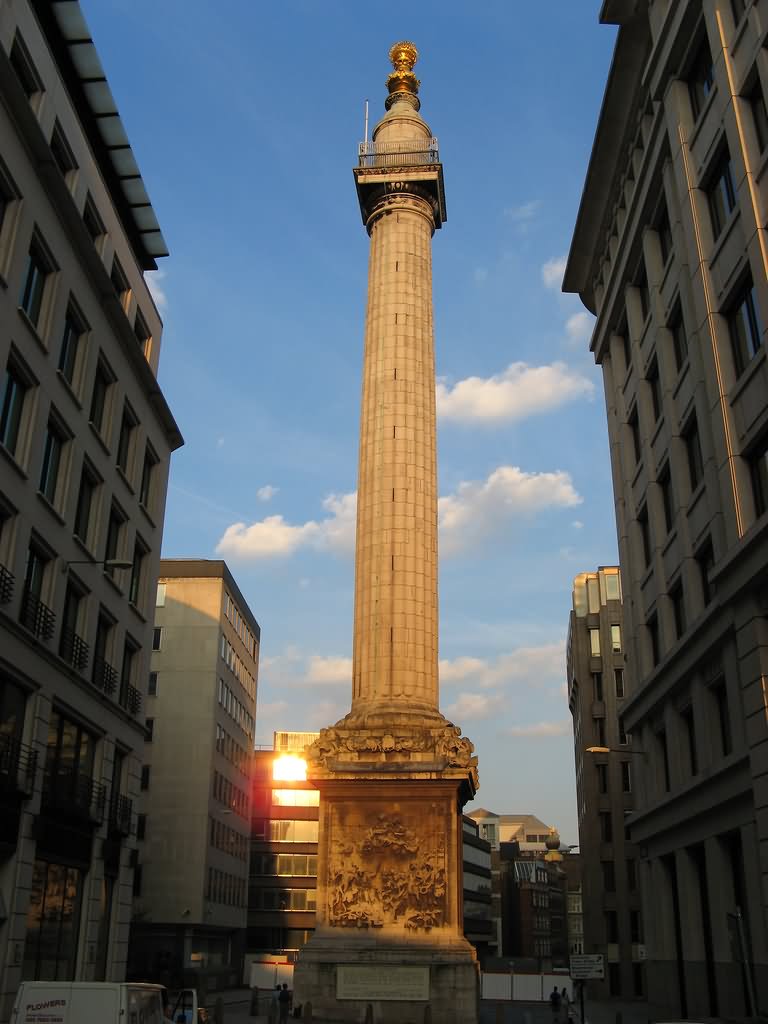 Sunset View Of The Monument To The Great Fire of London