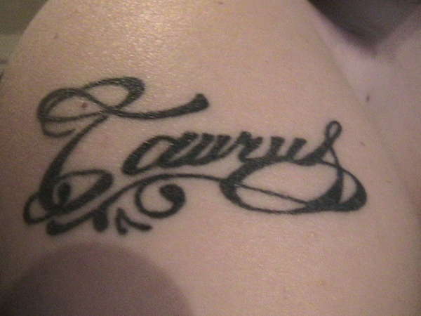 Taurus Word Tattoo Design