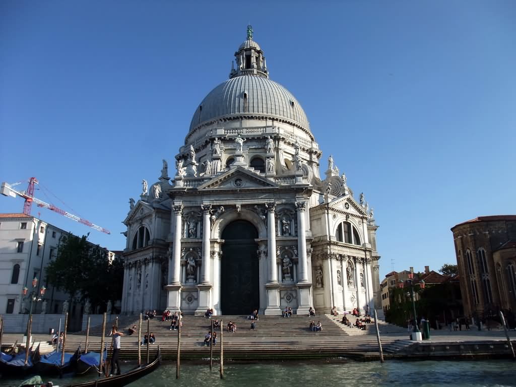 The Santa Maria della Salute Church And Gondolas View From The Grand Canal Ferry