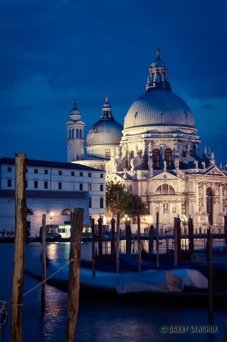 The Santa Maria della Salute From Across The Grand Canal At Night In Venice
