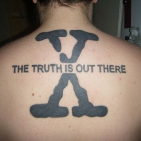 The Truth Is Out There Word Tattoo On Upper Back