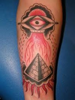 Traditional Eye And Pyramid Tattoo Design For Forearm