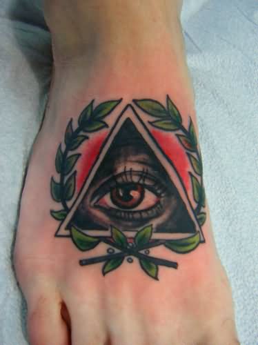 Triangle Eye Tattoo On Foot