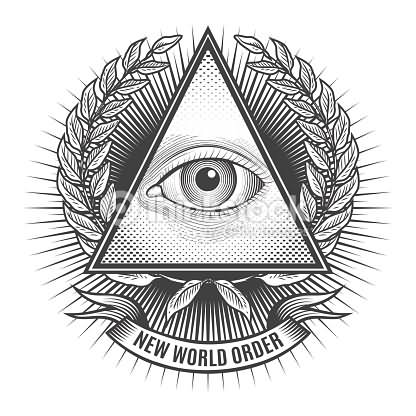 Triangle Eye With Banner Tattoo Stencil