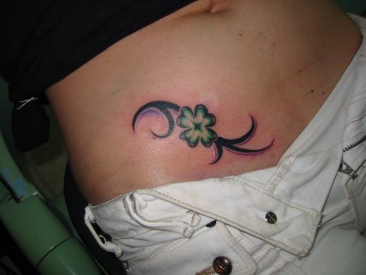 Tribal Irish Clover Tattoo On Hip