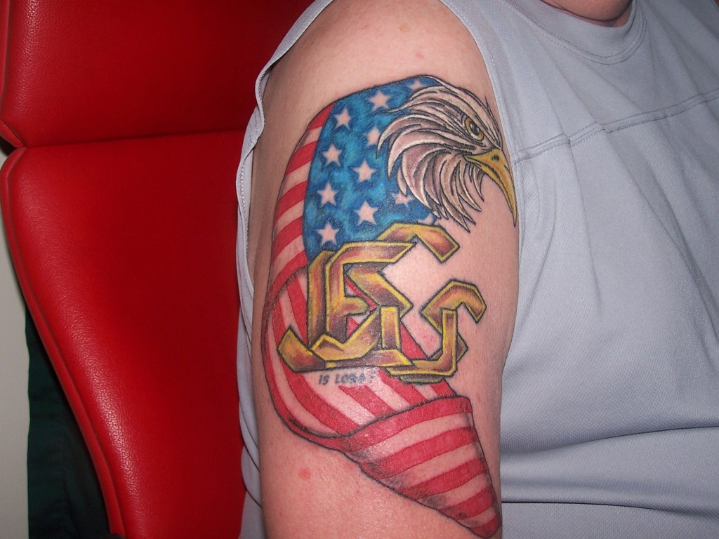 US Country Tattoo On Right Half Sleeve