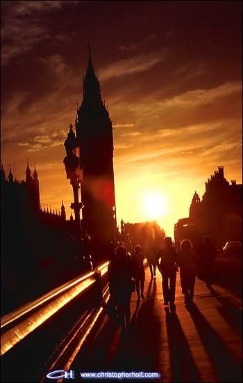 Very Beautiful Sunset View Over The Big Ben, London