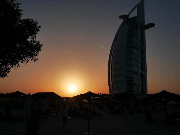 Very Beautiful View Of The Burj Al Arab During Sunset