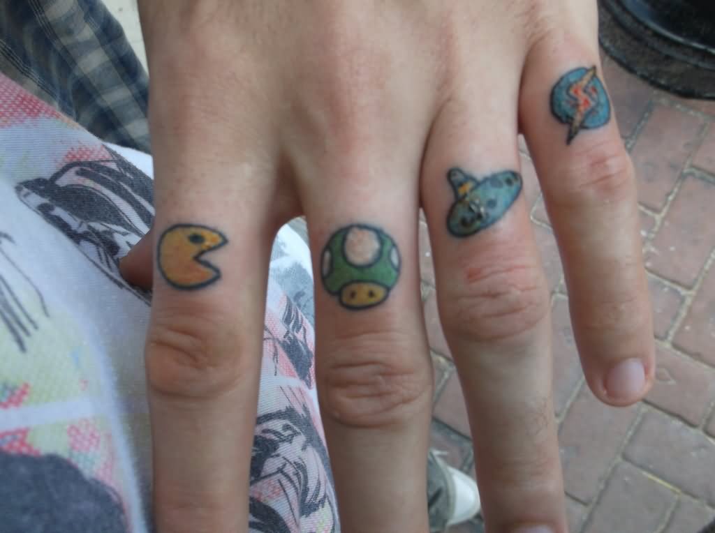 Video Game Knuckle Tattoo by Firstfinale