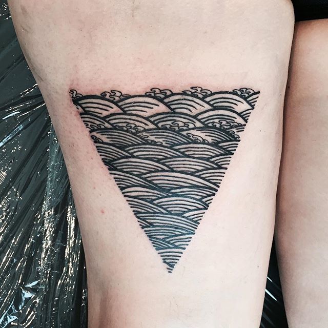 Waves In Triangle Tattoo Design By Colin Ambrose