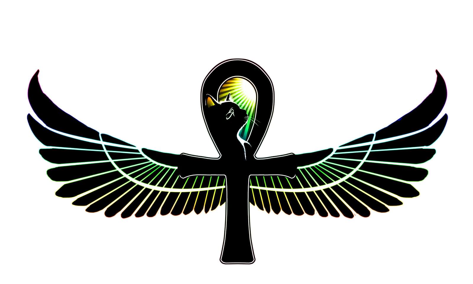 Winged Ankh Egyptian Tattoo Design