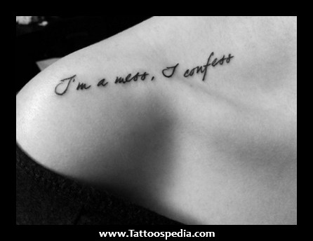 Words Tattoo On Upper Shoulder