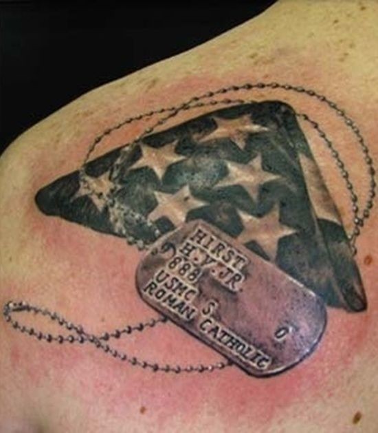 3D Memorial Military Tags Tattoo Design