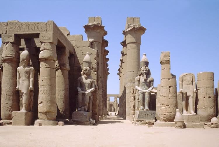A View Down The Central Axis Of The Luxor Temple In Egypt