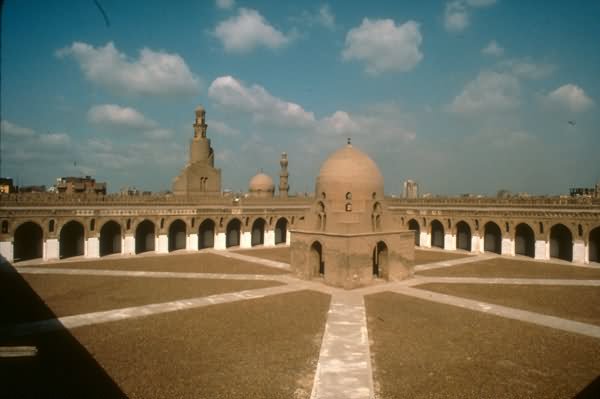 Ablution Fountain And Spiral Minaret Of Ibn Tulun View