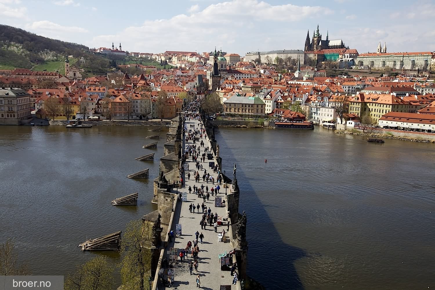 Adorable Aerial View Of The Charles Bridge