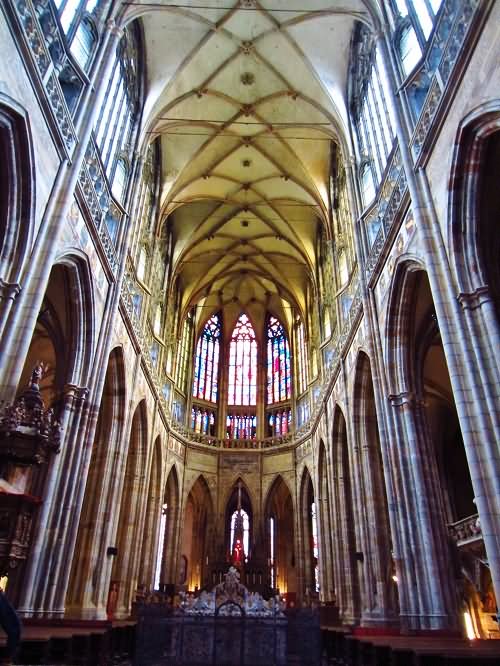 Adorable Interior View Of The St. Vitus Cathedral, Prague