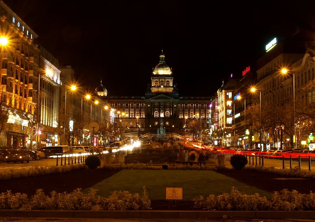 Adorable Night View Of National Museum At Wenceslas Square