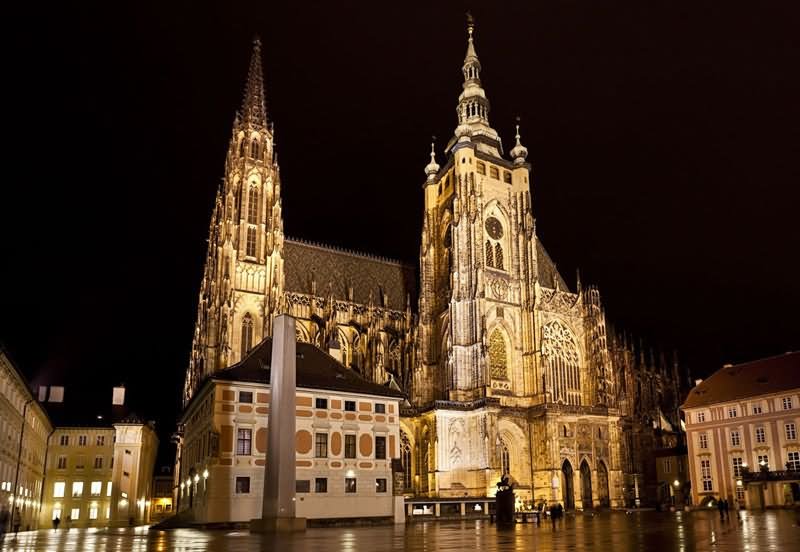 Adorable Night View Of St. Vitus Cathedral