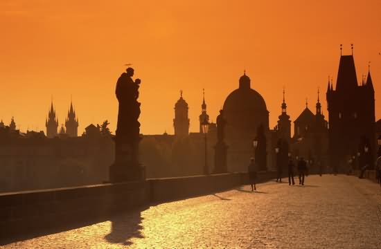 Adorable Sunset View Of The Charles Bridge, Prague